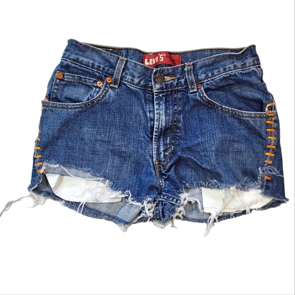 Levi's 550 Cutoff Jean Shorts Midrise Size 16R Blue - Picture 1 of 4